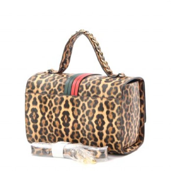 Leopard Fashion Faux Leather Striped Handbag + Wallet - Picture 3 of 3